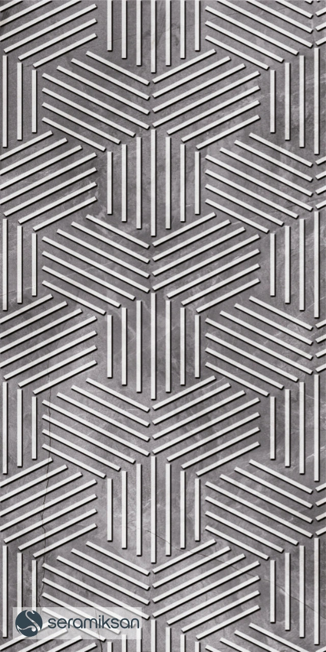 30*60 ZEUS HEXAGONEL KOYU GRİ MOTİF