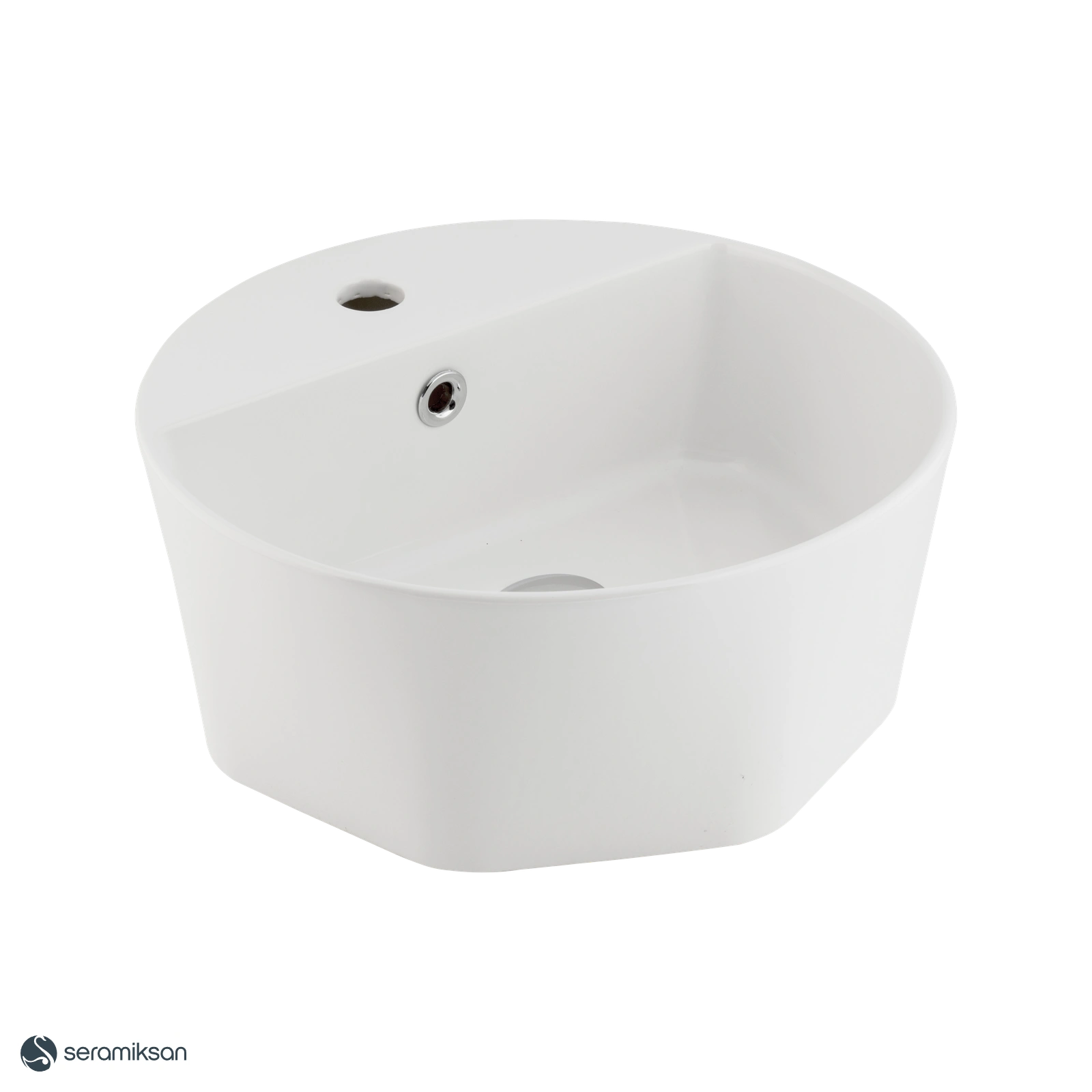 STELLA MAT BEYAZ TEZGAH ÜSTÜ LAVABO BATARYA DELİKLİ 42CM