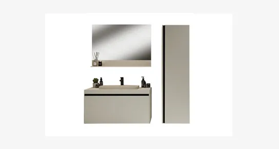 MERKÜR  BANYO DOLABI SET 80 CM LK MAT SICAK GRİ