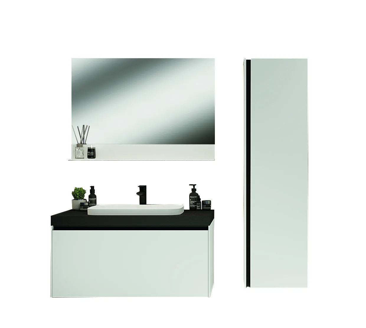 MERKÜR  BANYO DOLABI SET 80 CM LK MAT BEYAZ — 2