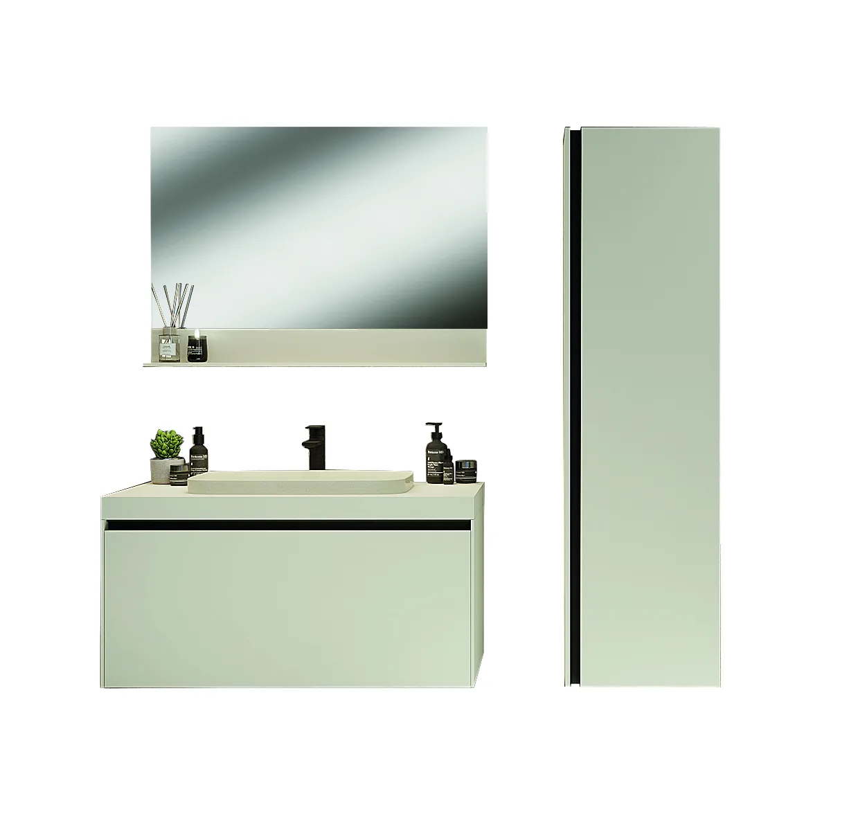 MERKÜR  BANYO DOLABI SET 100 CM LK MAT EKRU — 2