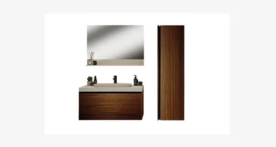 MERKÜR  BANYO DOLABI SET 100 CM CL MAT FREZE CEVİZ