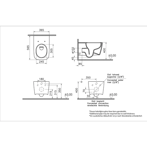Metropole Square QuantumFlush Asma klozet — 4